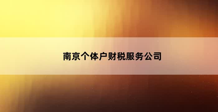 南京个体户财税服务公司（南京个体户怎么报税）